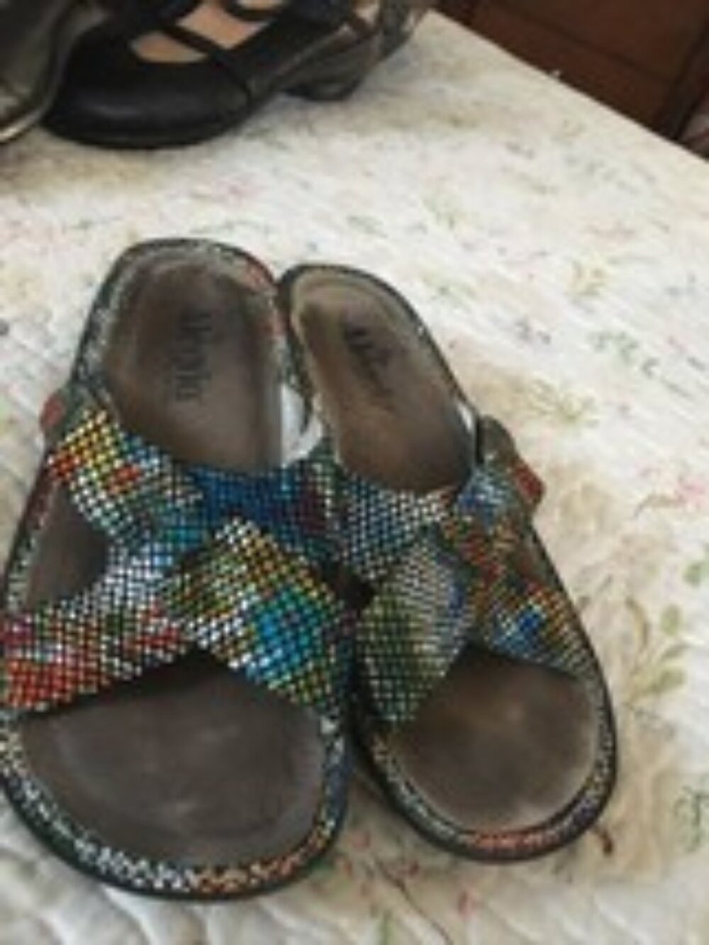 ALEGRIA VIO-720 Multi Floral Snake Pattern Leather Sandals Women's Shoes 39 US 9